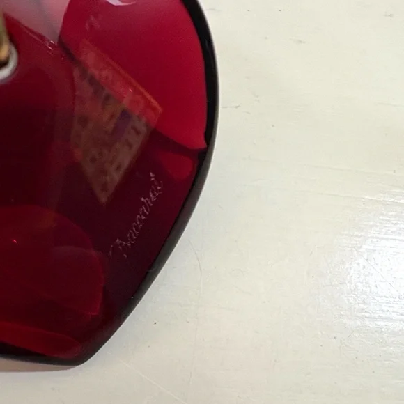 Baccarat Red Crystal Heart Necklace on Black Rope - Picture 2 of 2